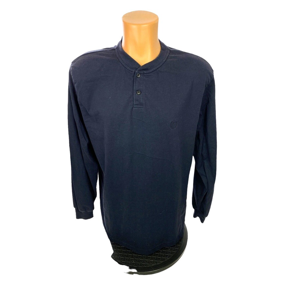 Chaps Long Sleeve Men's Henley T-Shirt Navy Blue XL Cotton/Polyester